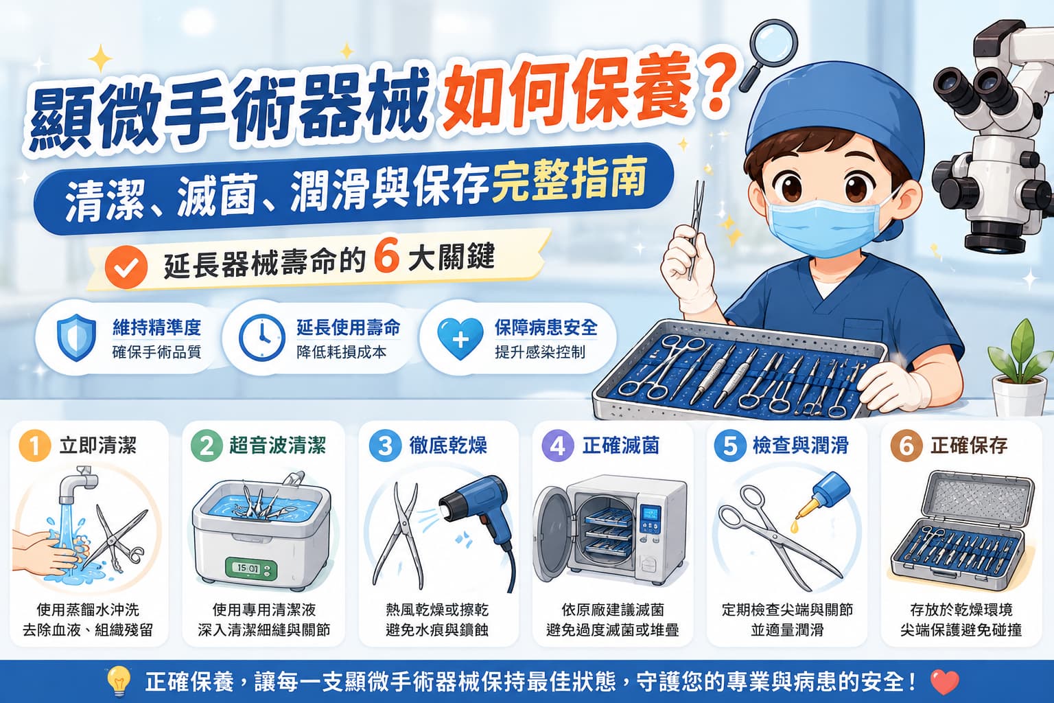 顯微手術器械如何保養？清潔、滅菌、潤滑與保存完整指南